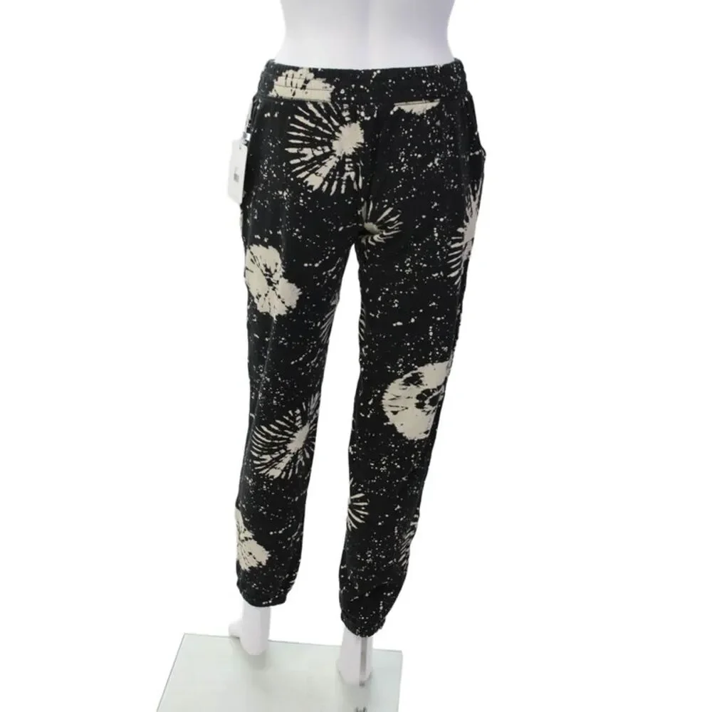 P.J. Salvage Womens Tie-Dye Print Drawstring Tapered Sweatpants Black Size XS